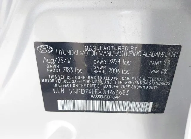 5NPD74LFXJH266683 2018 2018 Hyundai Elantra- SE 9