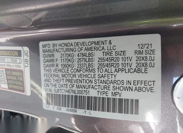 5J8TC1H67NL000751 2022 2022 Acura RDX- A-Spec Package 9