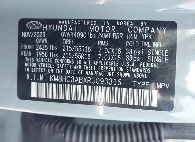 KM8HC3ABXRU093316 2024 2024 Hyundai Kona- Sel 9