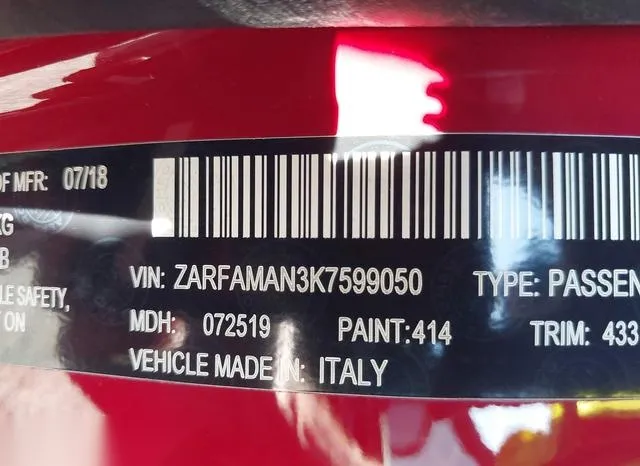 ZARFAMAN3K7599050 2019 2019 Alfa Romeo Giulia- Rwd 9