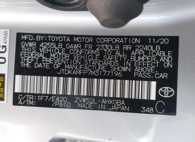 JTDKAMFP7M3177196 2021 2021 Toyota Prius- Prime Xle 9