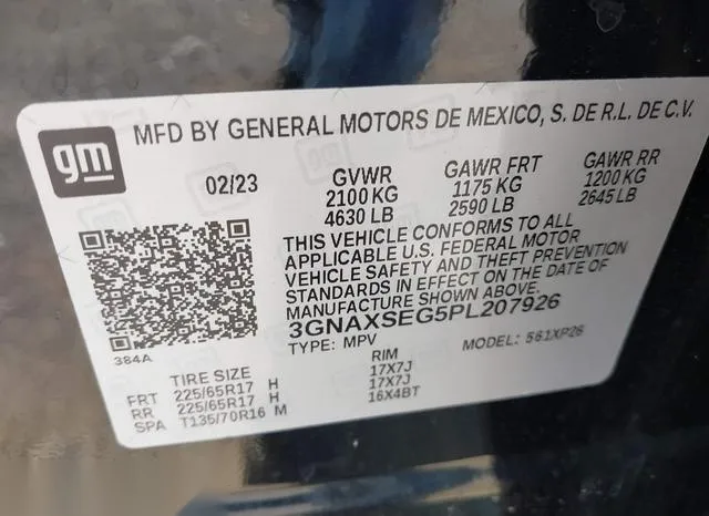 3GNAXSEG5PL207926 2023 2023 Chevrolet Equinox- Awd Ls 9