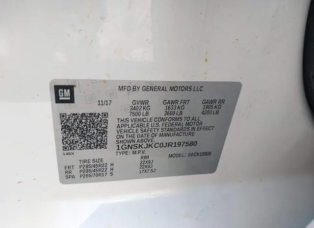 1GNSKJKC0JR197580 2018 2018 Chevrolet Suburban- Premier 9