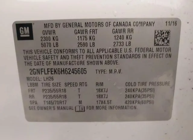 2GNFLFEK6H6245605 2017 2017 Chevrolet Equinox- LT 9