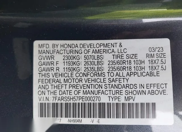 7FARS5H57PE000270 2023 2023 Honda CR-V- Hybrid Sport 9