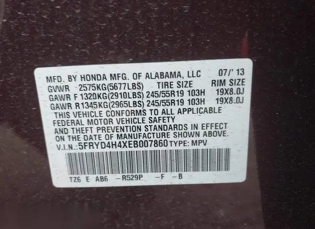 5FRYD4H4XEB007860 2014 2014 Acura MDX- Technology Package 9