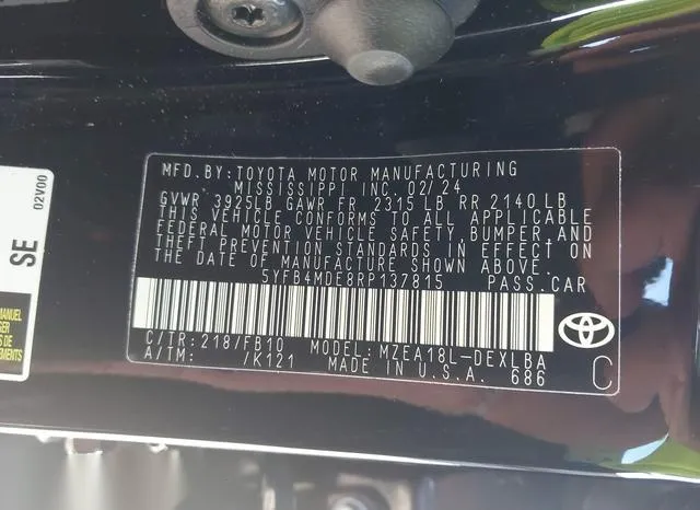 5YFB4MDE8RP137815 2024 2024 Toyota Corolla- LE 9