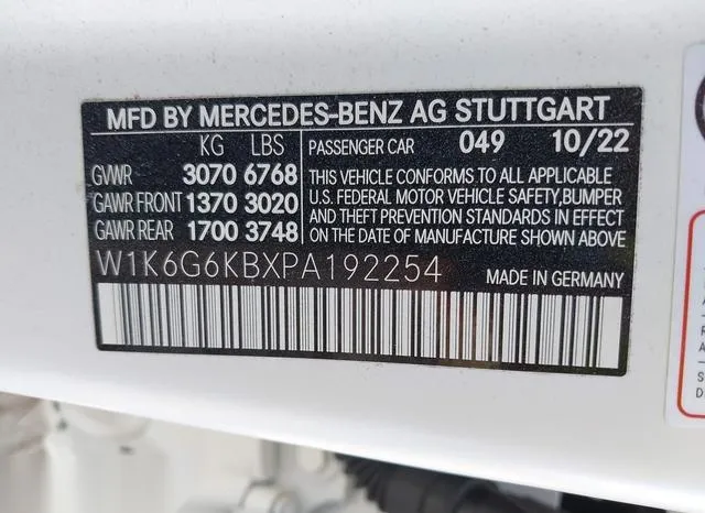 W1K6G6KBXPA192254 2023 2023 Mercedes-Benz S 580E- 4Matic 9