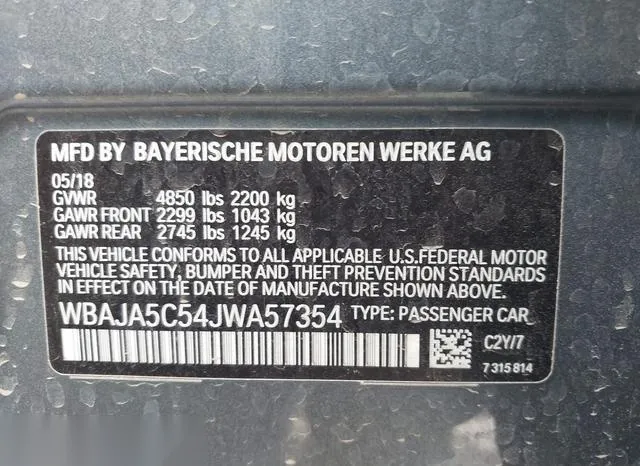 WBAJA5C54JWA57354 2018 2018 BMW 5 Series- 530I 9