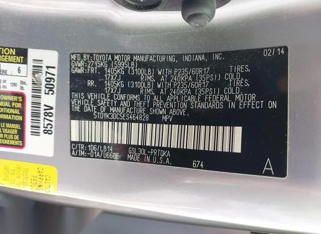 5TDYK3DC5ES464828 2014 2014 Toyota Sienna- Xle V6 8 Passenger 9