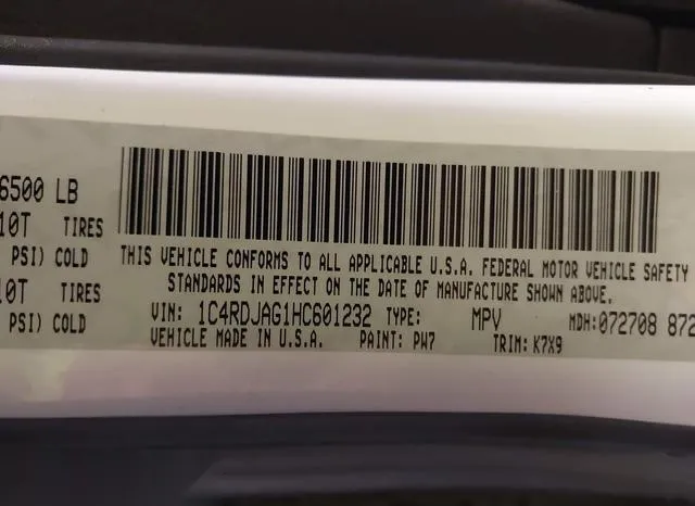 1C4RDJAG1HC601232 2017 2017 Dodge Durango- Sxt Awd 9