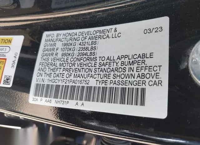 1HGCY1F21PA016752 2023 2023 Honda Accord- LX 9