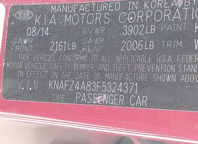 KNAFZ4A83F5324371 2015 2015 KIA Forte- EX 9