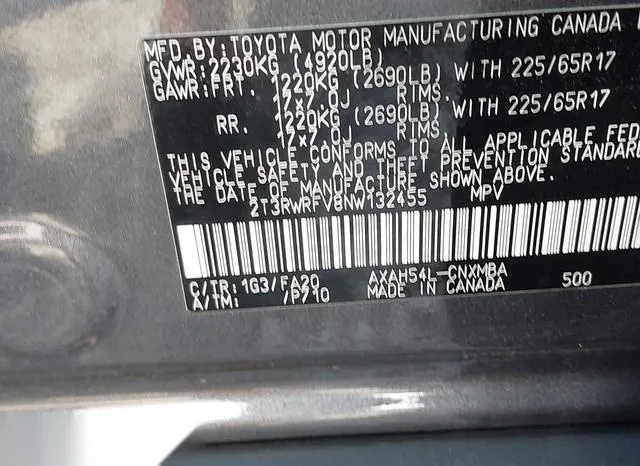 2T3RWRFV8NW132455 2022 2022 Toyota RAV4- Hybrid Xle 9