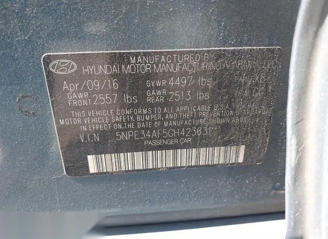 5NPE34AF5GH423631 2016 2016 Hyundai Sonata- Sport 9