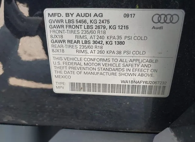 WA1BNAFY6J2067232 2018 2018 Audi Q5- 2-0T Premium/2-0T Tech  9