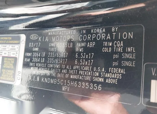 KNDMB5C15H6335356 2017 2017 KIA Sedona- LX 9