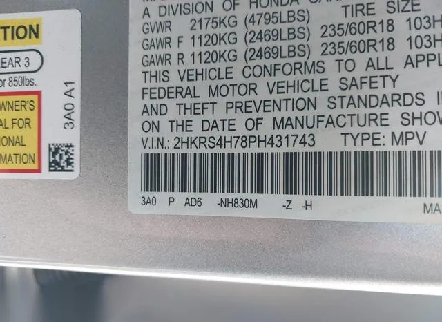 2HKRS4H78PH431743 2023 2023 Honda CR-V- Ex-L Awd 9