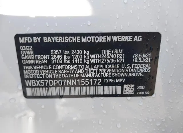 WBX57DP07NN155172 2022 2022 BMW X3- Xdrive30I 9