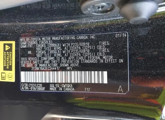 2T2BK1BA2EC244417 2014 2014 Lexus RX- 350 9