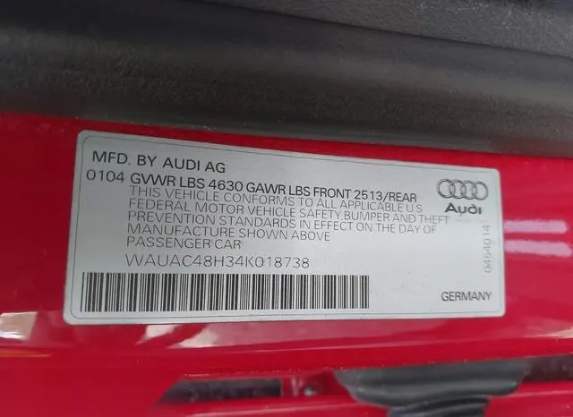 WAUAC48H34K018738 2004 2004 Audi A4- 1-8T 9