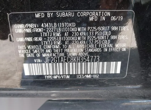 JF2GTAEC8KH354773 2019 2019 Subaru Crosstrek- 2-0I Premium 9