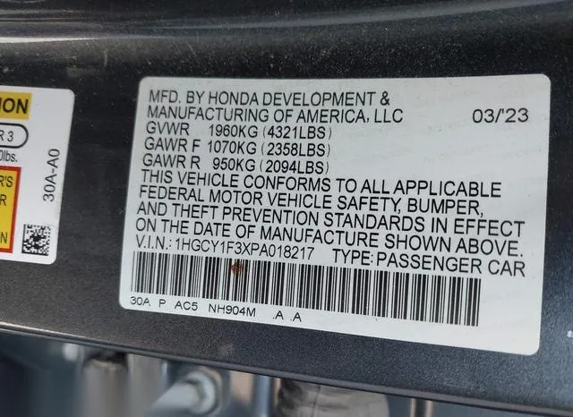 1HGCY1F3XPA018217 2023 2023 Honda Accord- EX 9