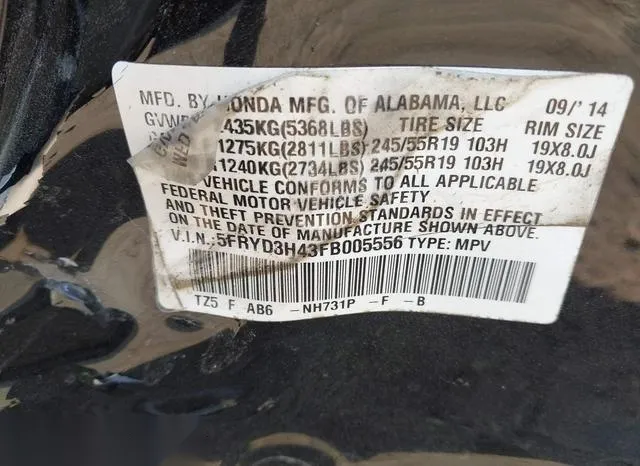 5FRYD3H43FB005556 2015 2015 Acura MDX- Technology Package 9