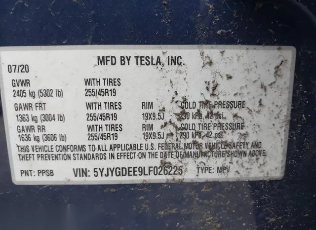 5YJYGDEE9LF026225 2020 2020 Tesla Model Y- Long Range Dual 9