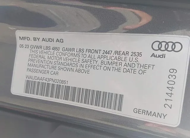 WAUDAAF43PN020851 2023 2023 Audi A4- Premium 45 Tfsi S Line  9