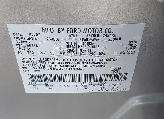 2LMDU68C07BJ11843 2007 2007 Lincoln MKX 9