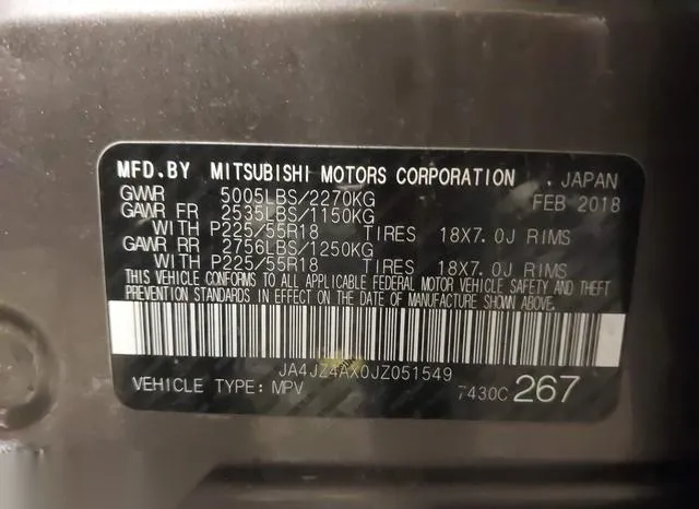 JA4JZ4AX0JZ051549 2018 2018 Mitsubishi Outlander- GT 9