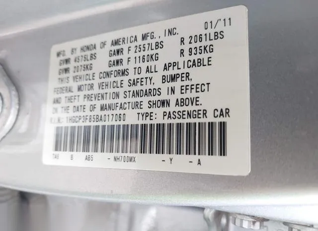 1HGCP3F85BA017060 2011 2011 Honda Accord- 3-5 Ex-L 9