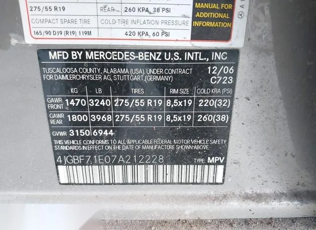 4JGBF71E07A212228 2007 2007 Mercedes-Benz GL 450- 4Matic 9