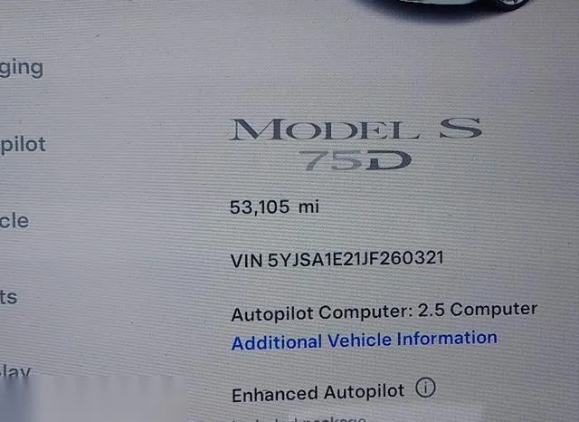 5YJSA1E21JF260321 2018 2018 Tesla Model S- 100D/75D/P100D 7