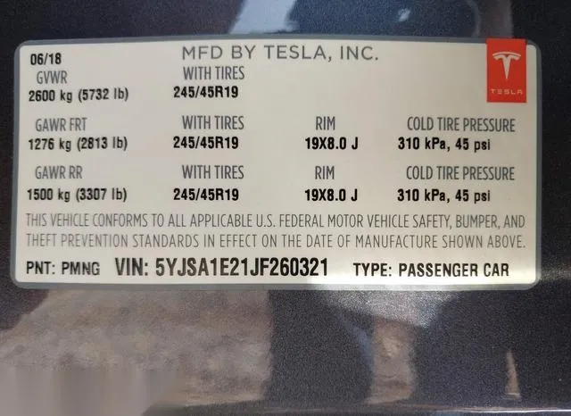 5YJSA1E21JF260321 2018 2018 Tesla Model S- 100D/75D/P100D 9