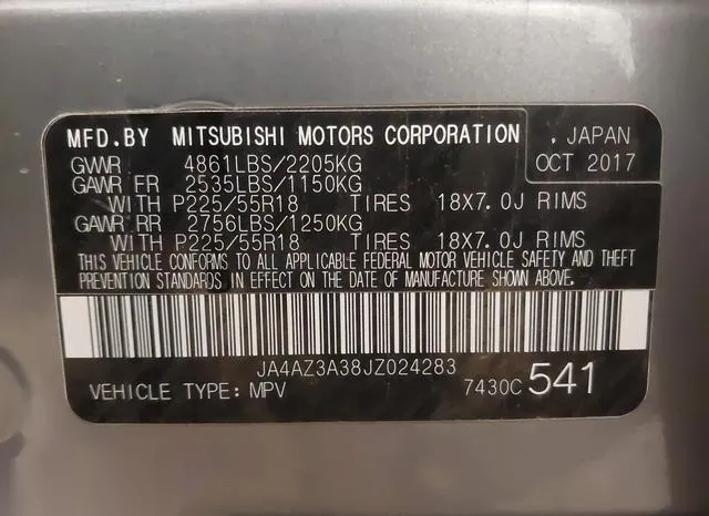 JA4AZ3A38JZ024283 2018 2018 Mitsubishi Outlander- LE 9