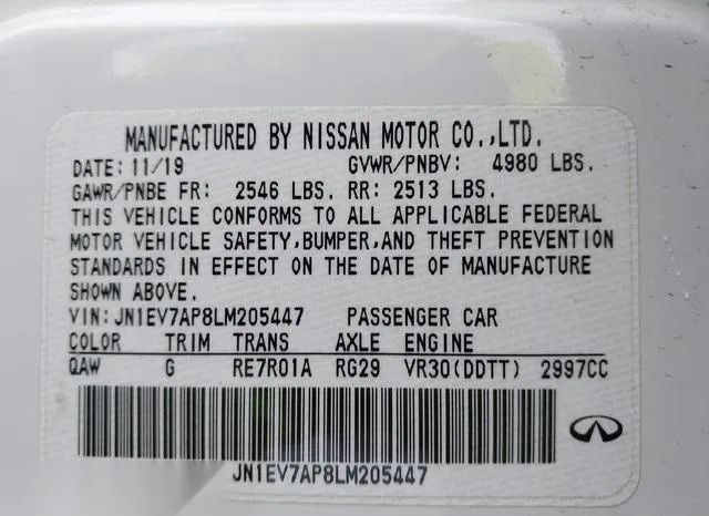 JN1EV7AP8LM205447 2020 2020 Infiniti Q50- Luxe 9