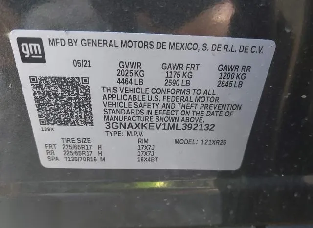 3GNAXKEV1ML392132 2021 2021 Chevrolet Equinox- Fwd Lt 9