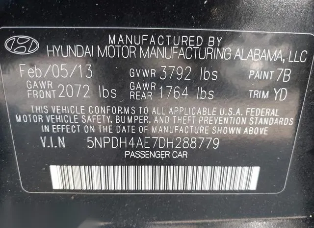 5NPDH4AE7DH288779 2013 2013 Hyundai Elantra- Gls 9