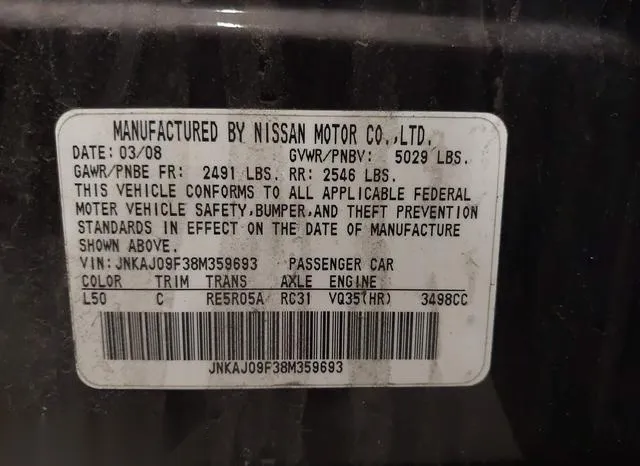JNKAJ09F38M359693 2008 2008 Infiniti EX35- Journey 9