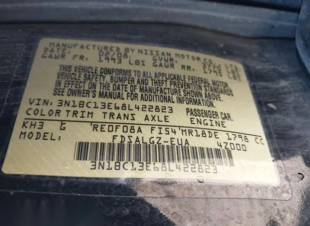 3N1BC13E68L422823 2008 2008 Nissan Versa- 1-8SL 9