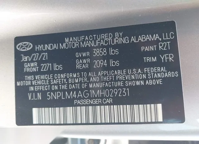 5NPLM4AG1MH029231 2021 2021 Hyundai Elantra- Sel 9