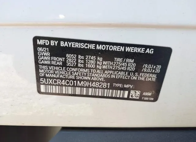 5UXCR4C01M9H48281 2021 2021 BMW X5- Sdrive40I 9