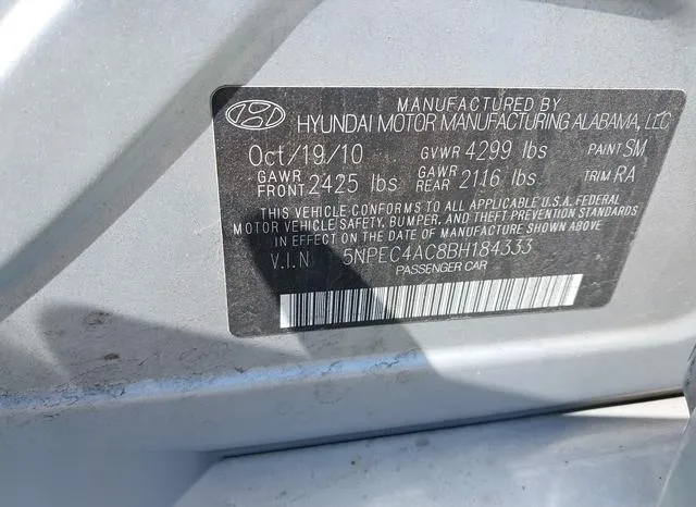 5NPEC4AC8BH184333 2011 2011 Hyundai Sonata- SE 9