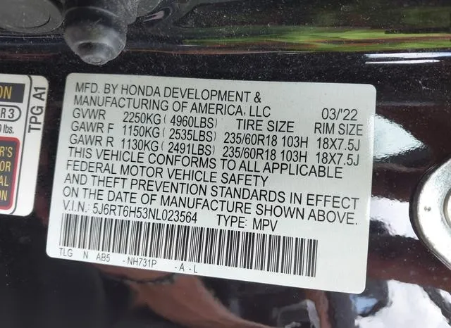 5J6RT6H53NL023564 2022 2022 Honda CR-V- Hybrid Ex 9