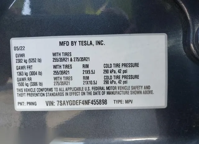 7SAYGDEF4NF455898 2022 2022 Tesla Model Y- Performance Dual  9