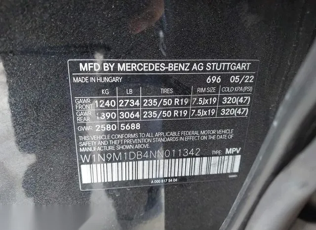 W1N9M1DB4NN011342 2022 2022 Mercedes-Benz Eqb 350 Suv- 4Matic 9