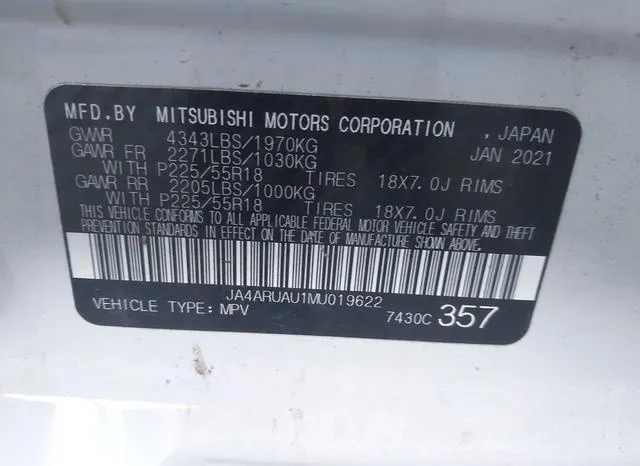 JA4ARUAU1MU019622 2021 2021 Mitsubishi Outlander- Sport 2-0 9