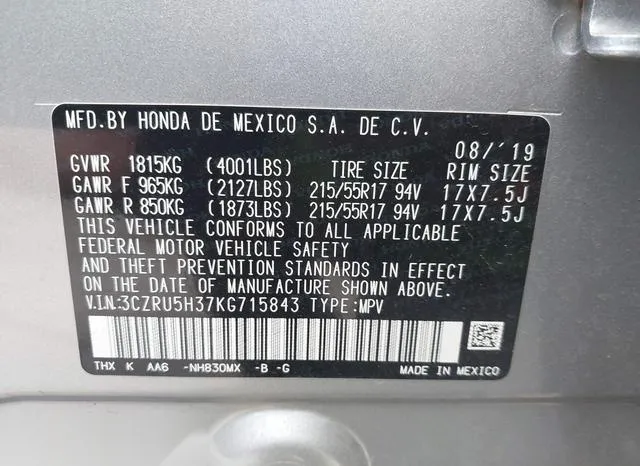 3CZRU5H37KG715843 2019 2019 Honda HR-V- LX 9